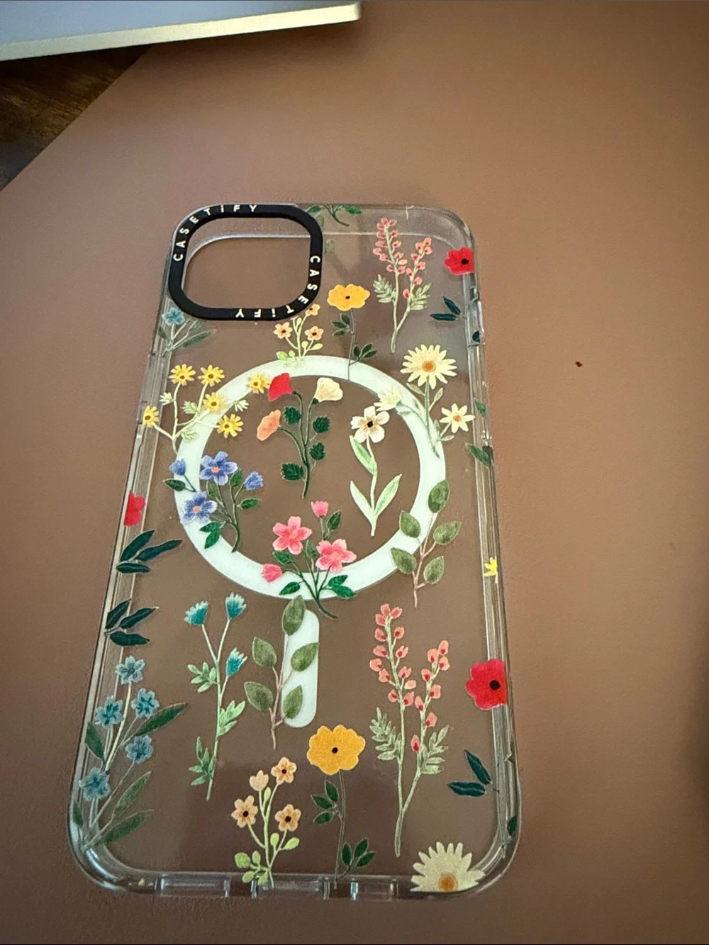 Casetify Black Floral MagSafe Case with Multi-Color Flowers